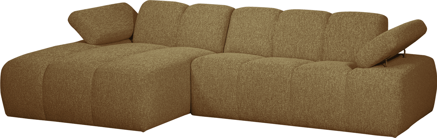 WOOOD Mojo chaise longue links boucle geel/bruin melange Bruin Bank