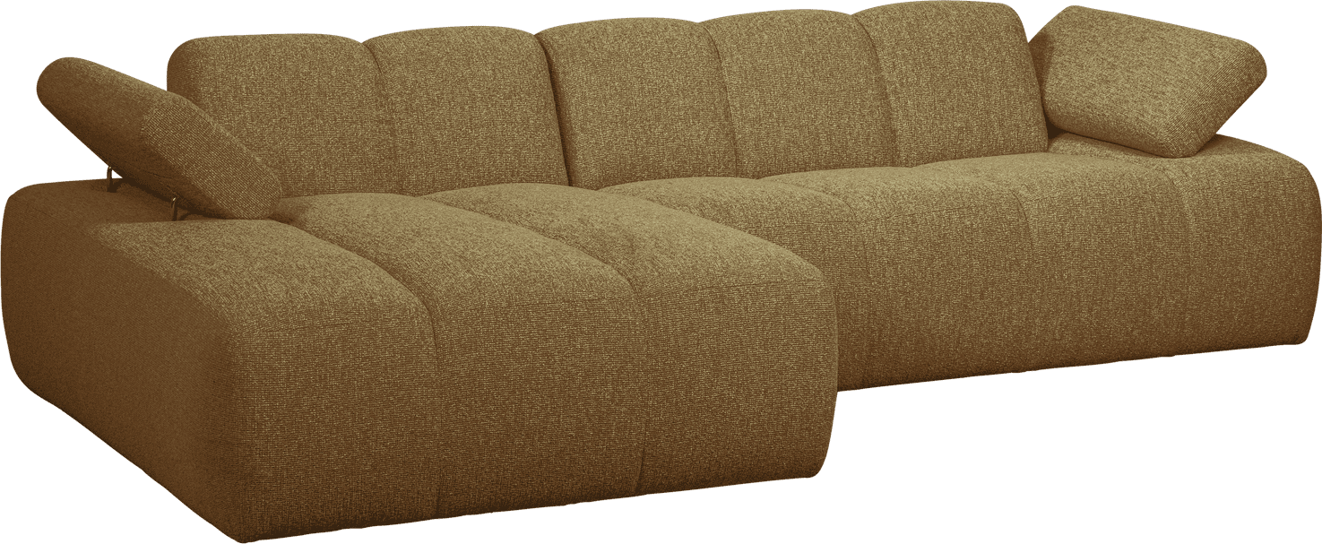 WOOOD Mojo chaise longue links boucle geel/bruin melange Bruin Bank