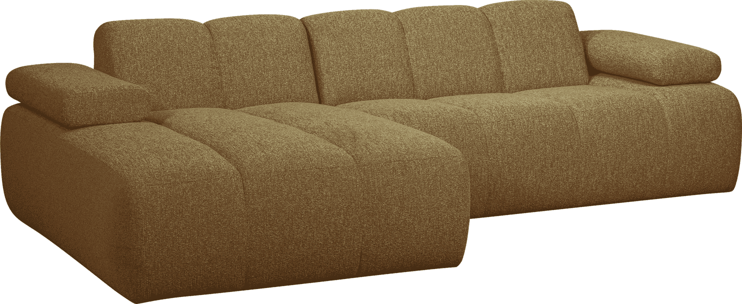 WOOOD Mojo chaise longue links boucle geel/bruin melange Bruin Bank
