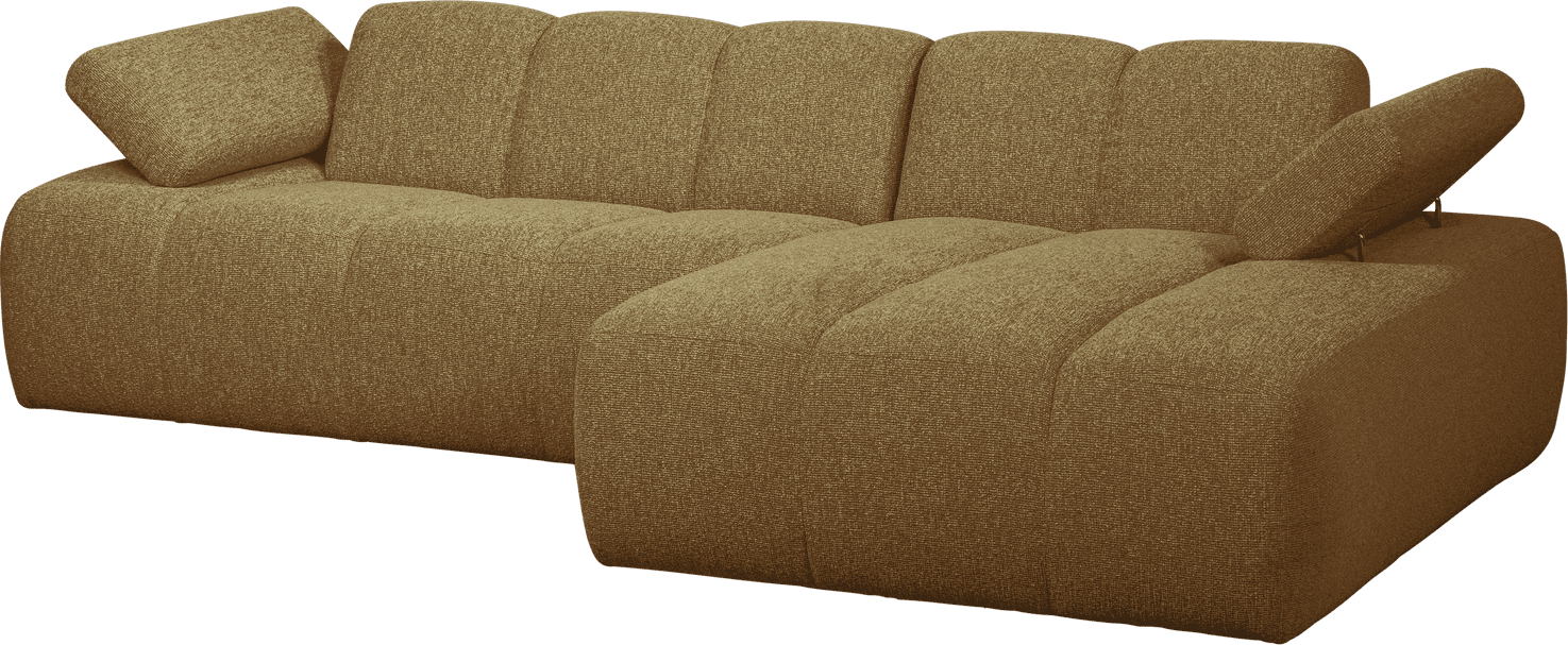 WOOOD Mojo chaise longue rechts boucle geel bruin melange Bruin Bank