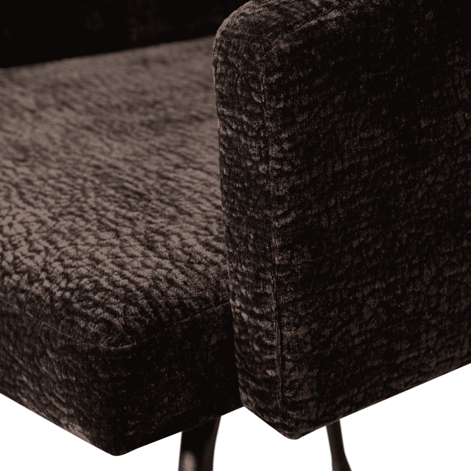 WOOOD Mount eetkamerstoel met armleuning 3d chenille donkerbruin Bruin Eetkamerstoel