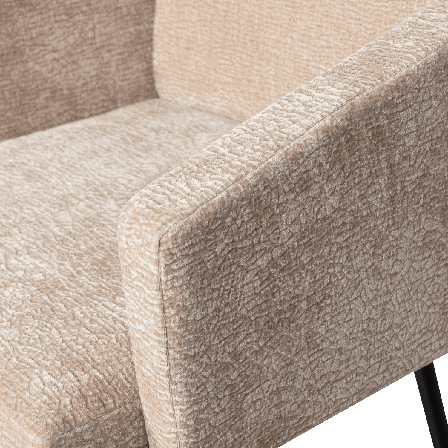 WOOOD Mount eetkamerstoel met armleuning 3d chenille zand Beige|Bruin Eetkamerstoel