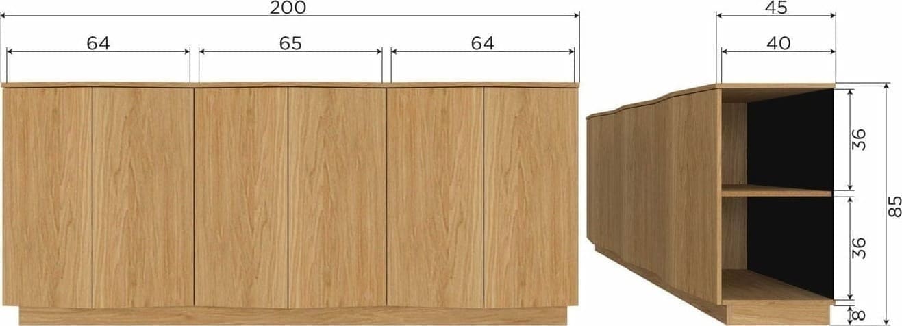 WOOOD Zuma dressoir 200cm eiken transparant Transparant Dressoir|Kast