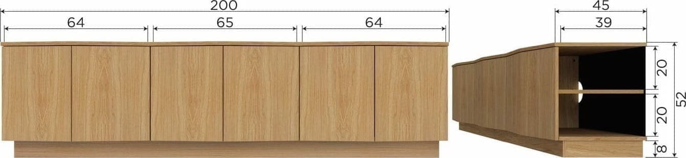 WOOOD Zuma tv meubel 200cm eiken transparant Naturel Tv-meubel|Tv-dressoir