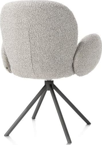 Xooon Jaxon armstoel - graphiet frame - draaibaar - pocket - stof Brioni - kiezel Grijs|Wit Armstoel