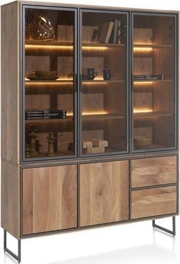 Henders & Hazel Trapani buffet 160 cm - 3-glasdeuren + 2-deuren + 2-laden (+ LED) Kast