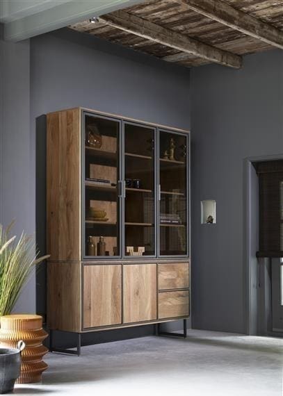 Henders & Hazel Trapani buffet 160 cm - 3-glasdeuren + 2-deuren + 2-laden (+ LED) Kast