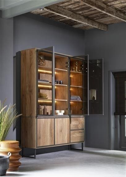 Henders & Hazel Trapani buffet 160 cm - 3-glasdeuren + 2-deuren + 2-laden (+ LED) Kast