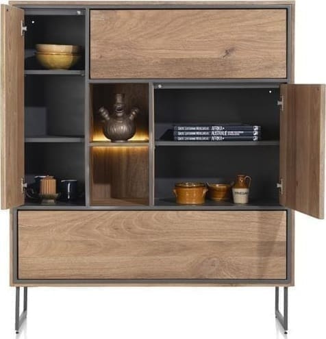 Henders & Hazel Trapani highboard 120 cm - 2-deuren + 3-laden + 1-niche (+ LED) Kast