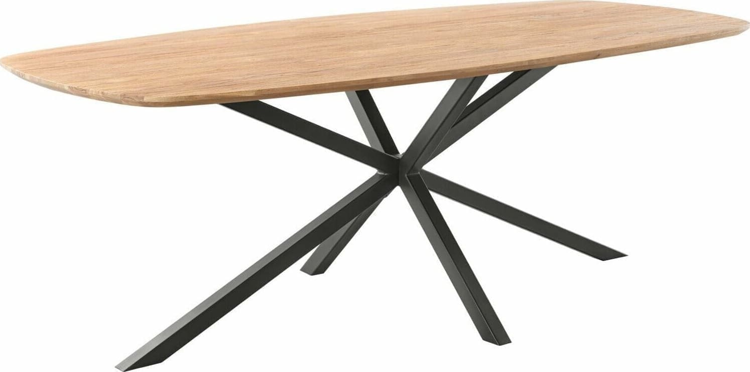 Pronto Wonen Eettafel Romaro 180x90 cm Deens ovaal teak mix rough Bruin|Naturel Eettafel