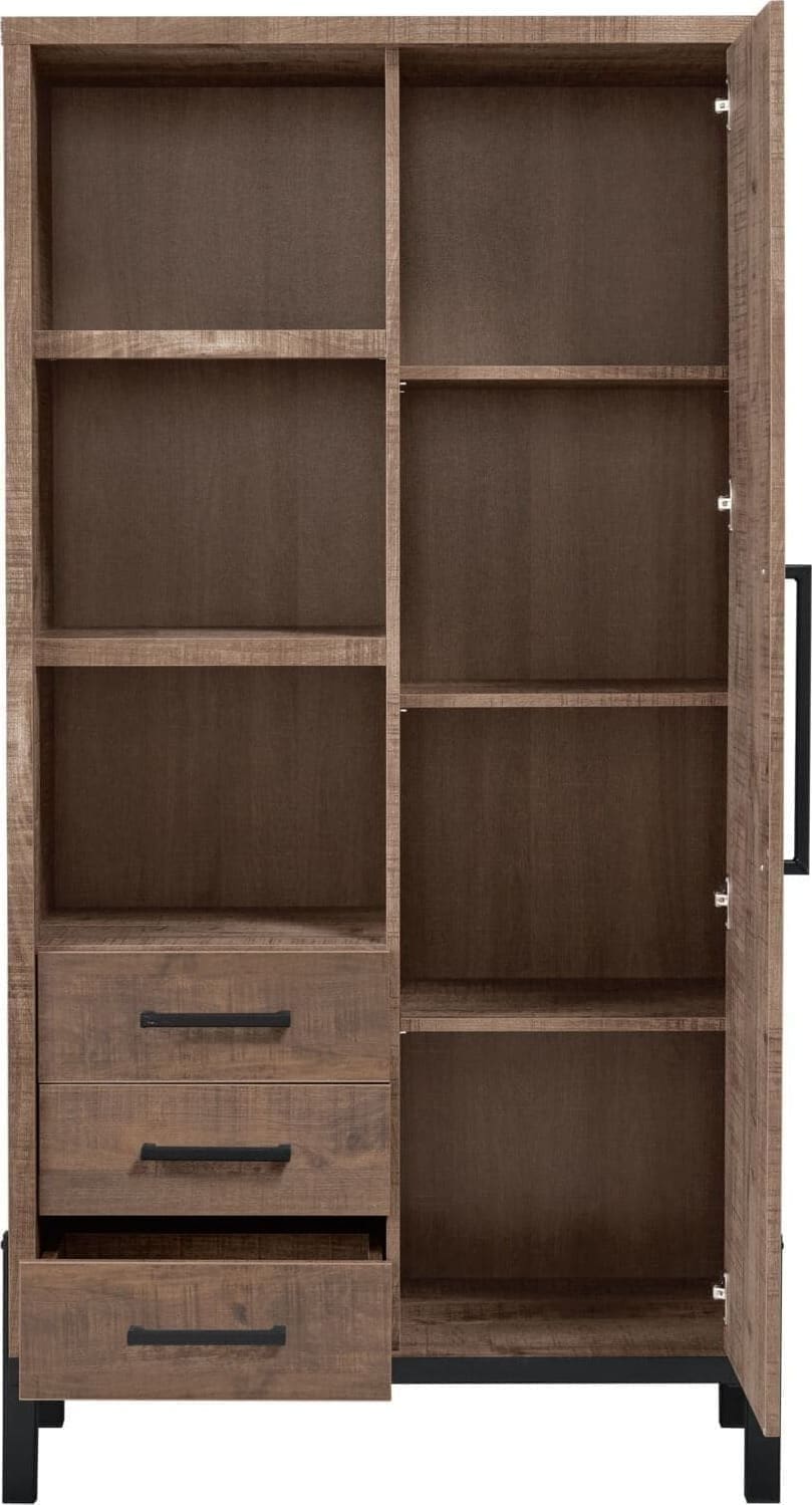 Pronto Wonen Opbergkast Ricardi 240x87x045 cm dark mango Bruin|Naturel Opbergkast