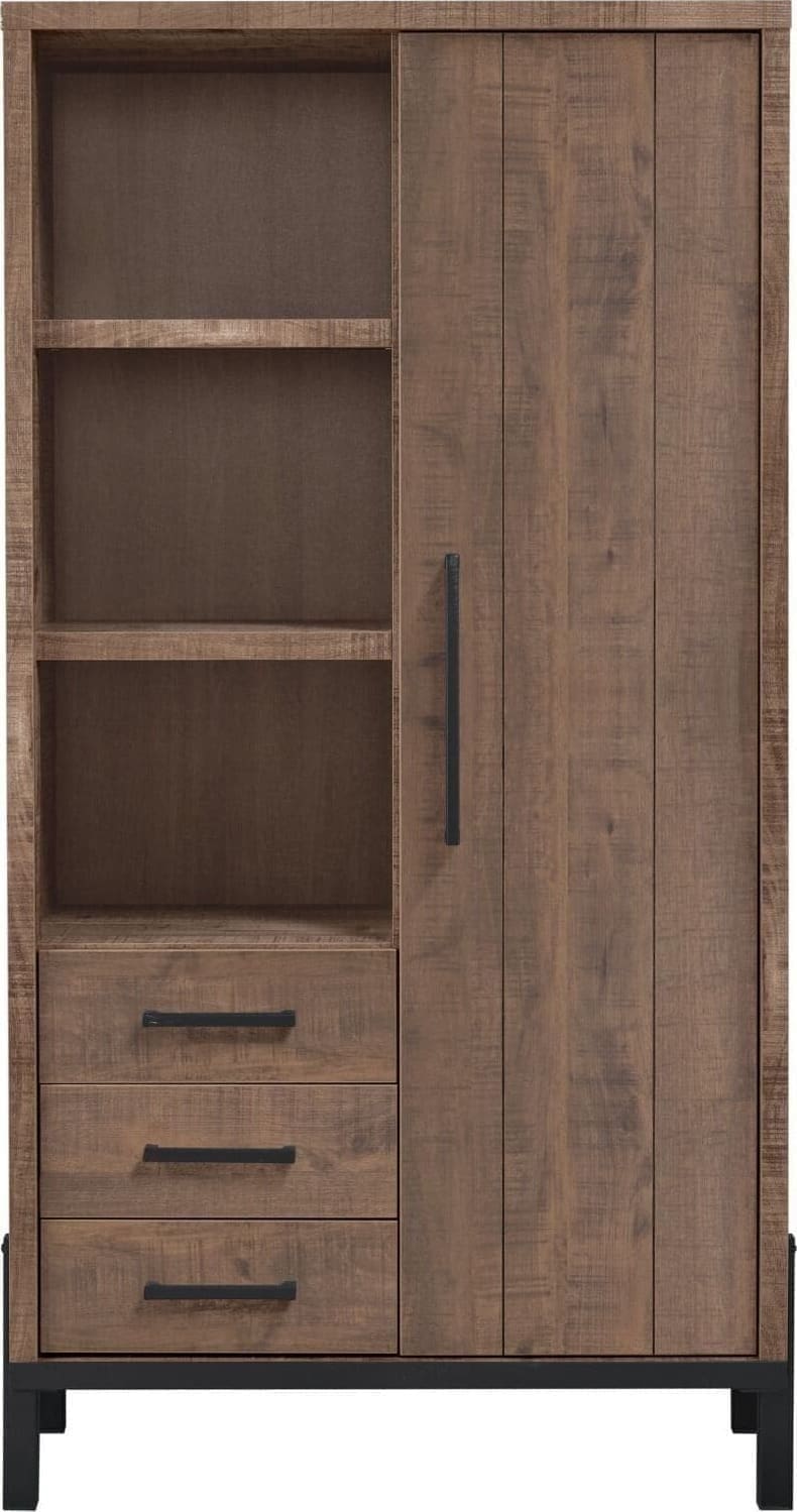 Pronto Wonen Opbergkast Ricardi 240x87x045 cm dark mango Bruin|Naturel Opbergkast