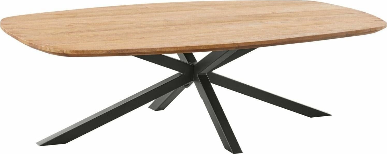 Pronto Wonen Salontafel Romaro 140x70 cm Deens ovaal teak mix rough Bruin|Naturel Salontafel