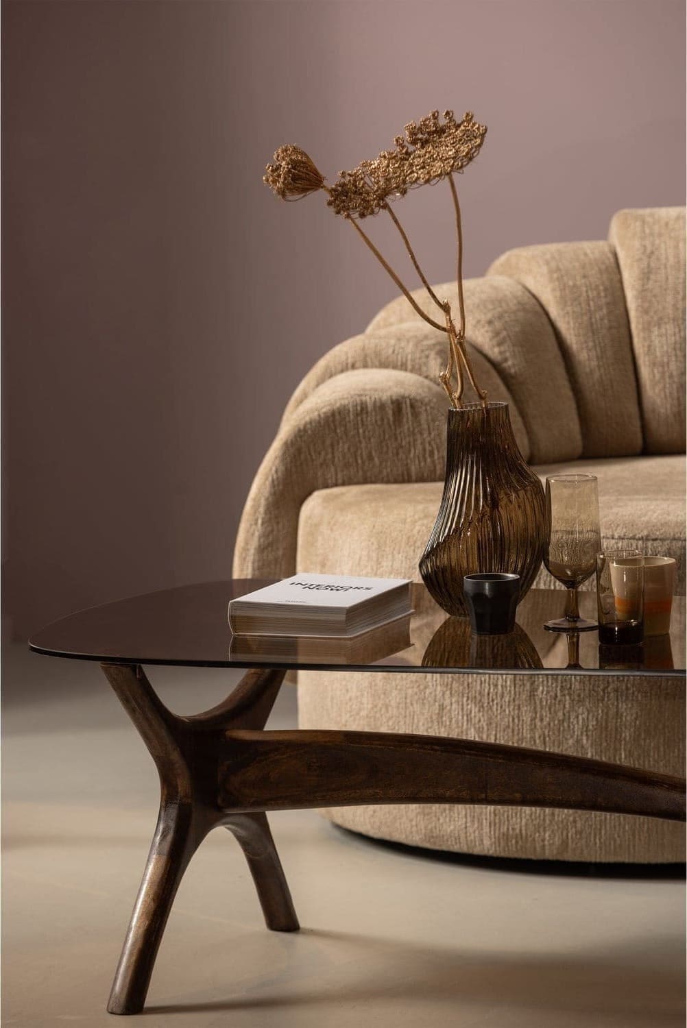 BePureHome Flash salontafel mango hout/ glass walnoot Bruin Salontafel