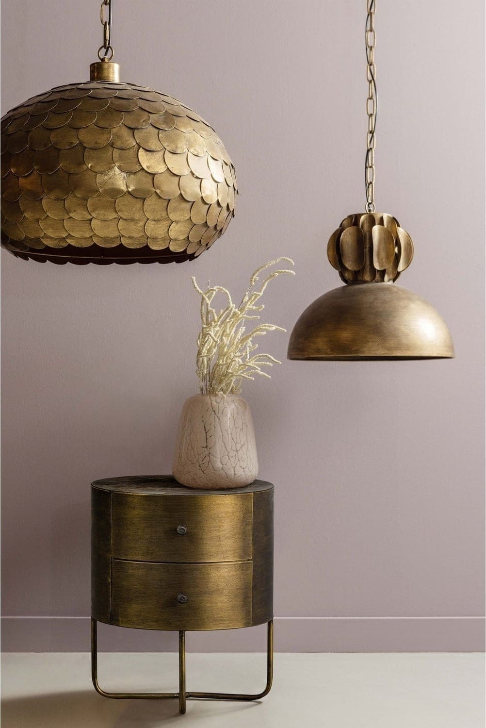 BePureHome Glossy rond kastje metaal antique brass Messing Ladekast