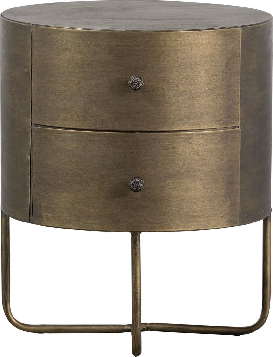 BePureHome Glossy rond kastje metaal antique brass Messing Ladekast