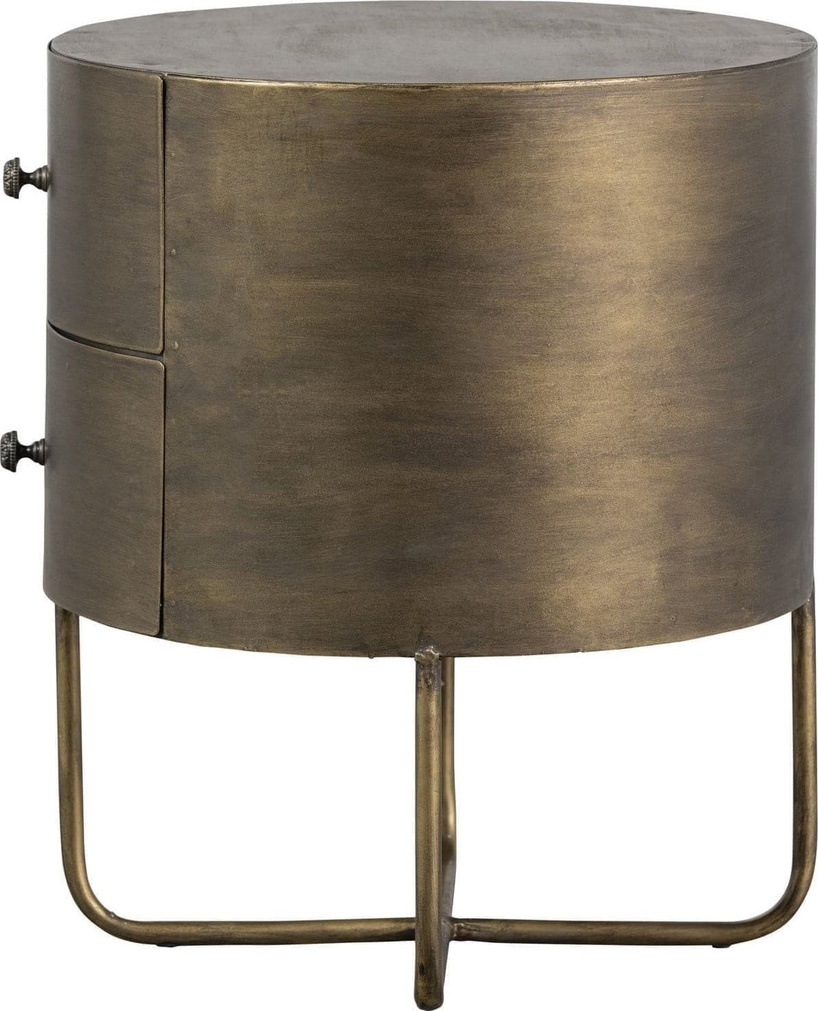 BePureHome Glossy rond kastje metaal antique brass Messing Ladekast