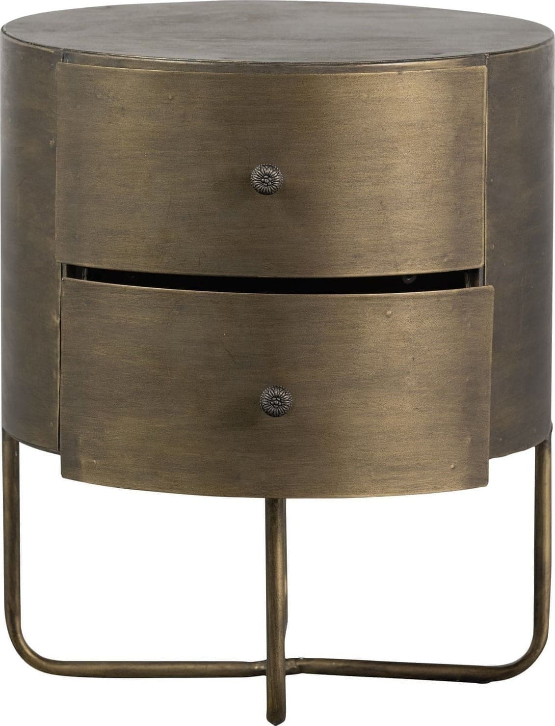 BePureHome Glossy rond kastje metaal antique brass Messing Ladekast
