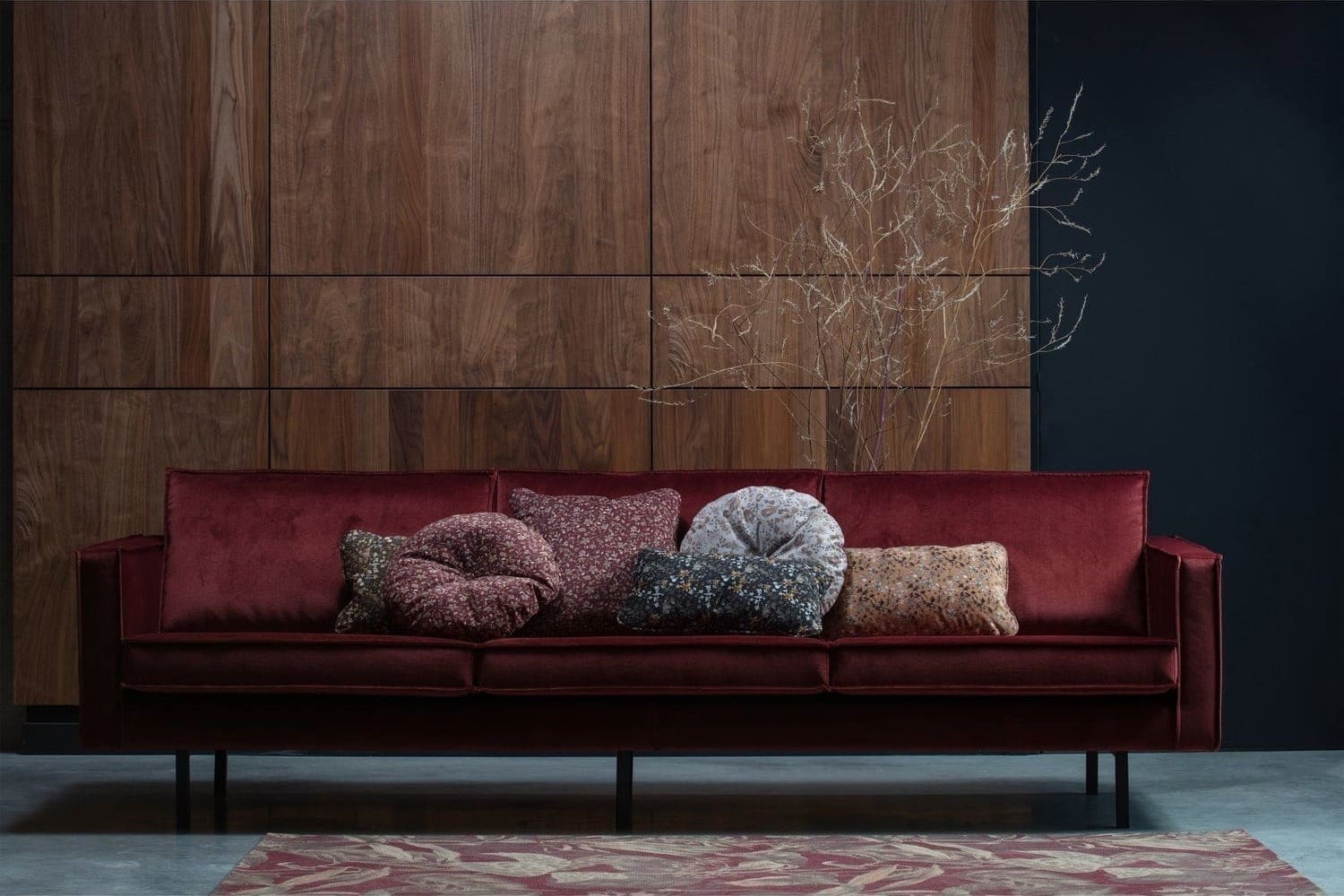 BePureHome Rodeo 3-zitsbank velvet chestnut Paars 3-zitsbank
