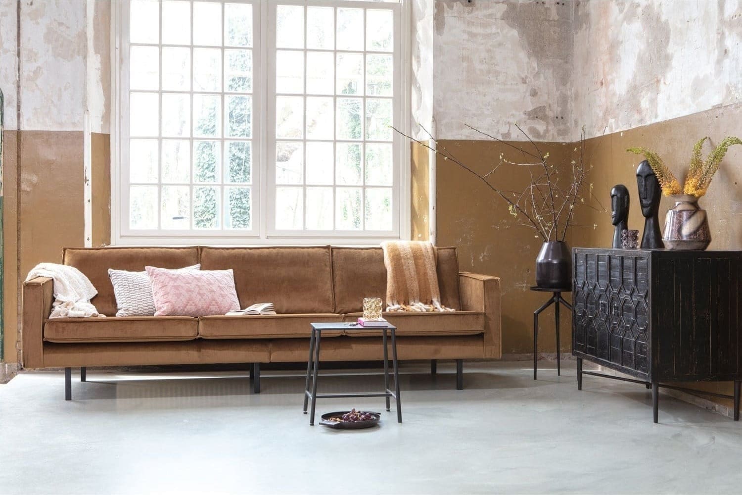 BePureHome Rodeo 3-zitsbank velvet honinggeel Geel 3-zitsbank