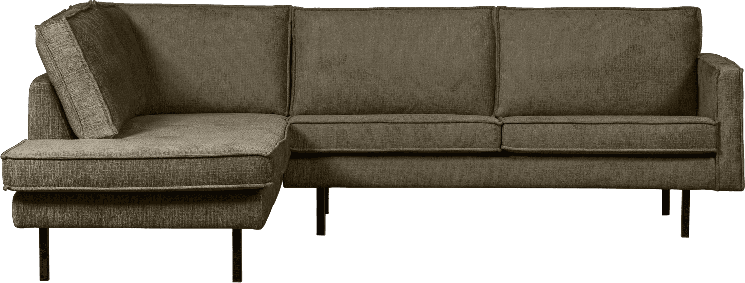 BePureHome Rodeo hoekbank links structure velvet bonsai Groen Hoekbank