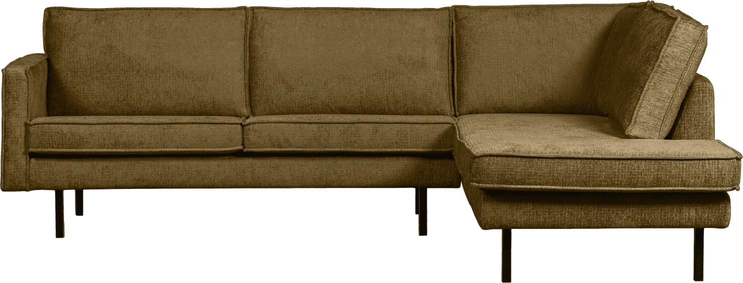 BePureHome Rodeo hoekbank rechts structure velvet brass Messing Hoekbank