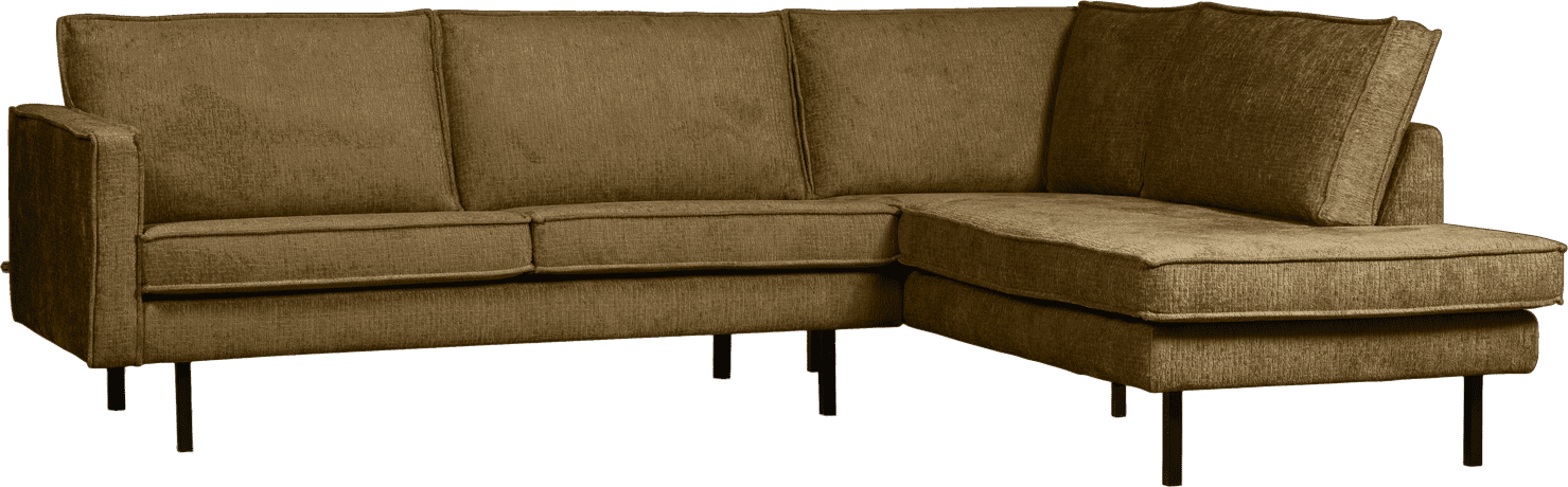 BePureHome Rodeo hoekbank rechts structure velvet brass Messing Hoekbank