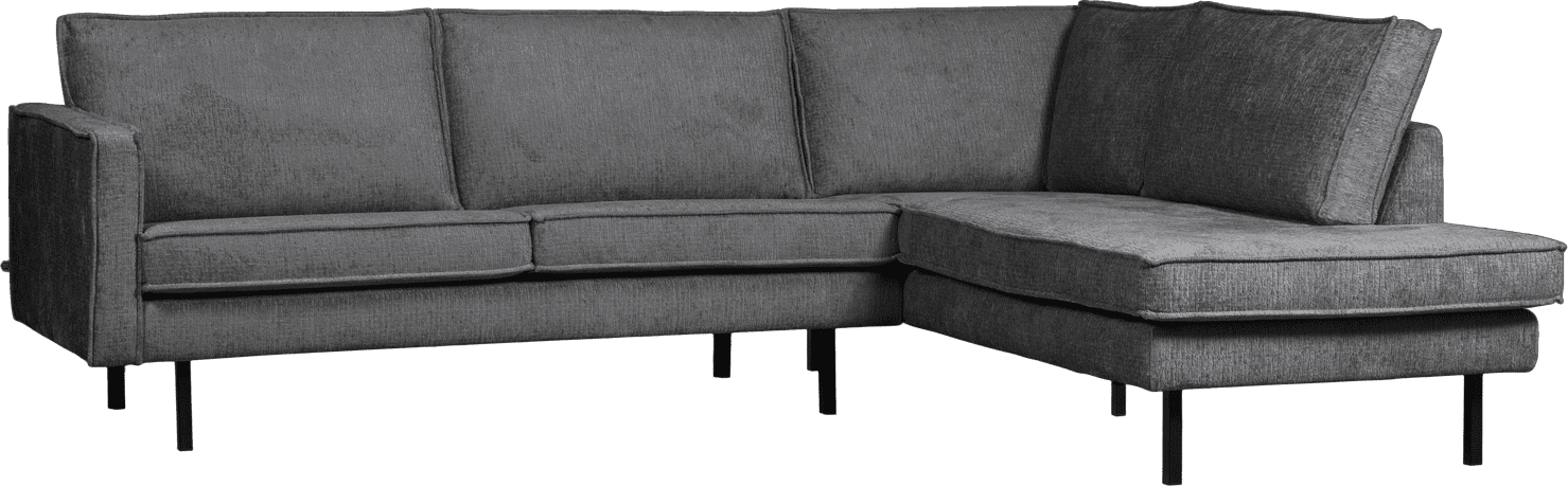 BePureHome Rodeo hoekbank rechts structure velvet mountain Grijs|Antraciet Hoekbank
