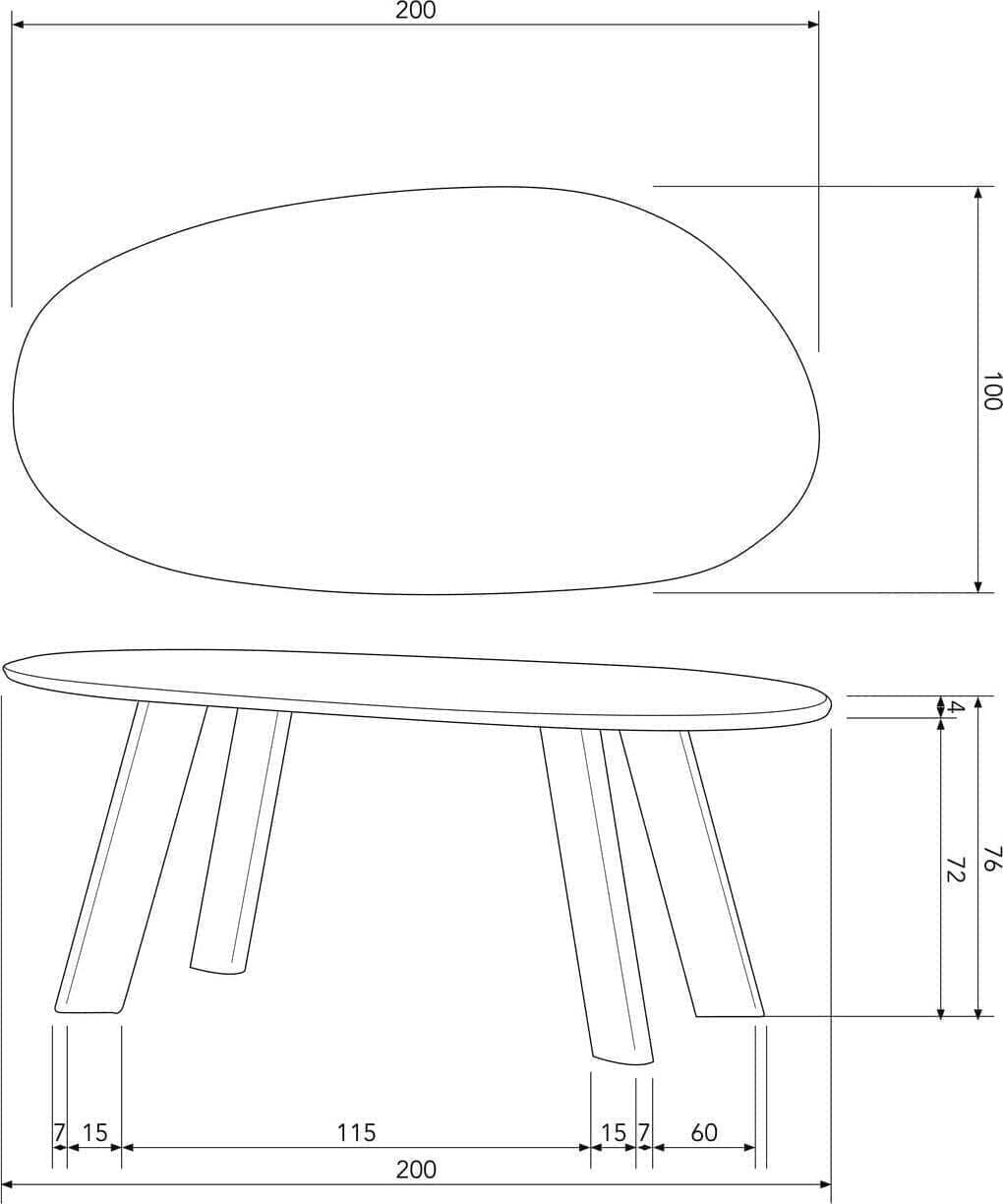 BePureHome Roundly eettafel/bureau mango hout walnoot 200x100 Bruin Bureau