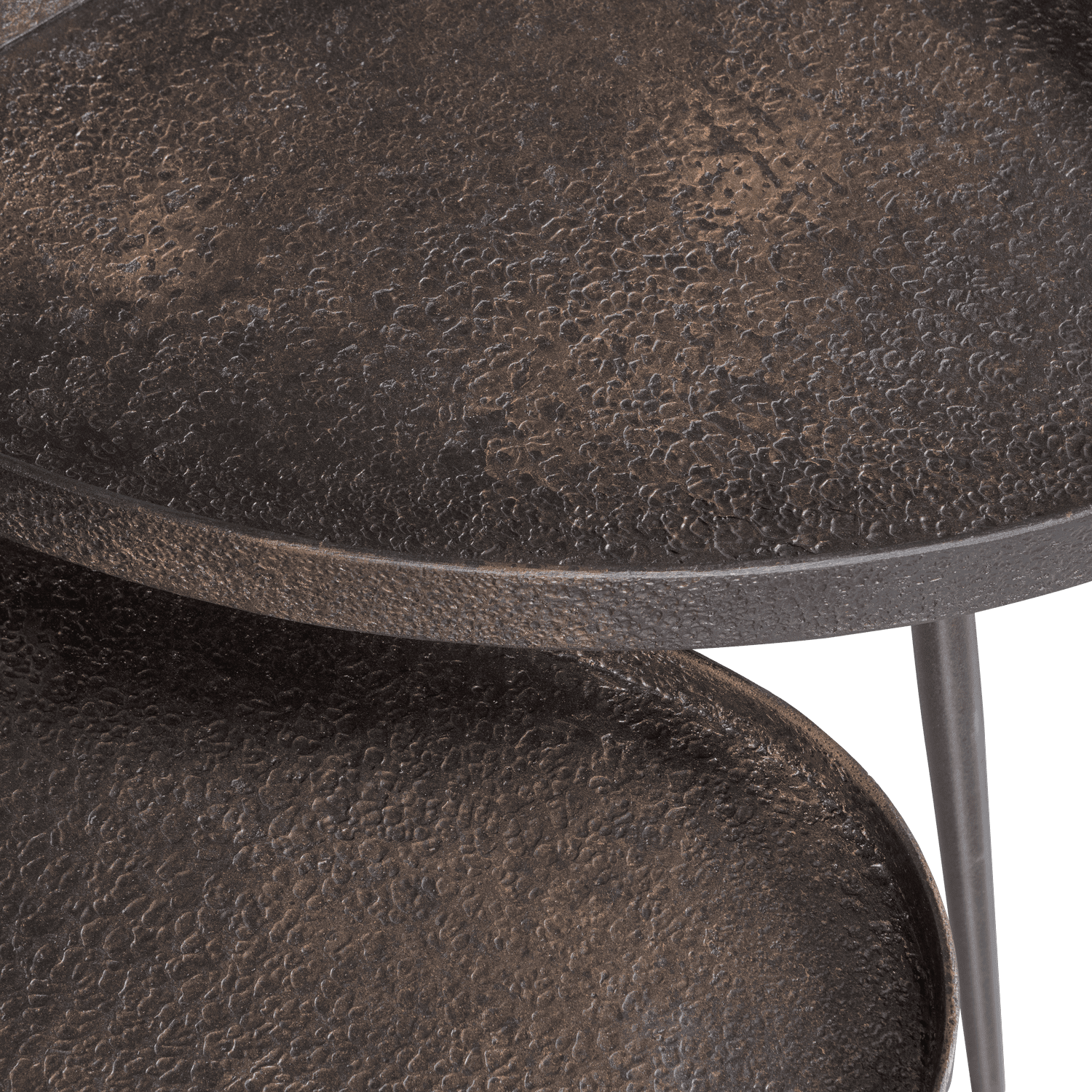 BePureHome Set/2 - crude bijzettafels antique bronze Bruin|Antraciet Bijzettafel