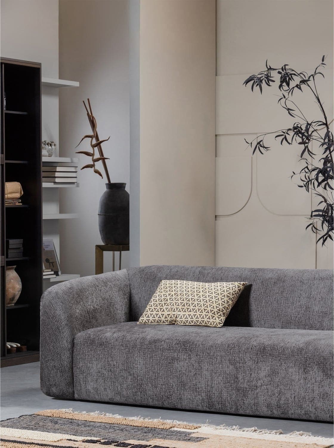 BePureHome Sloping 3-zitsbank structure velvet mountain Grijs|Antraciet 3-zitsbank