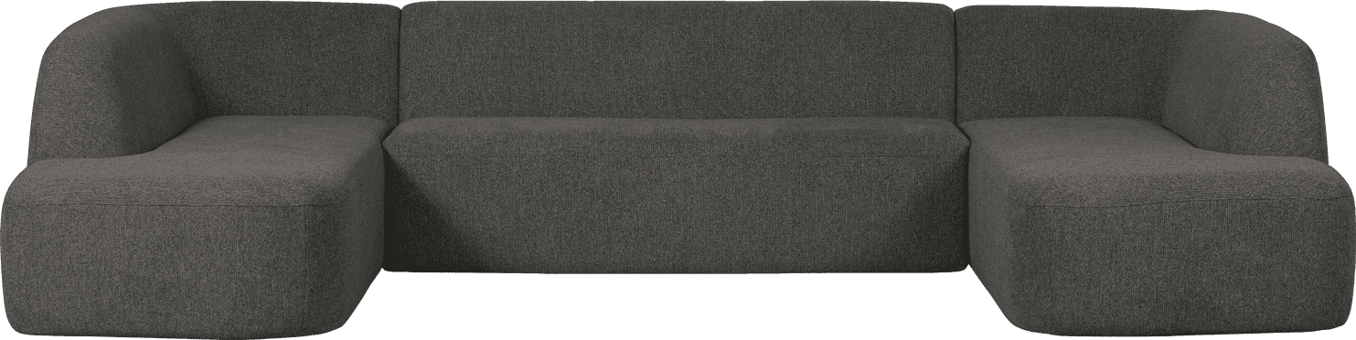 BePureHome Sloping u-vorm grijs/zwart melange Zwart Hoekbank