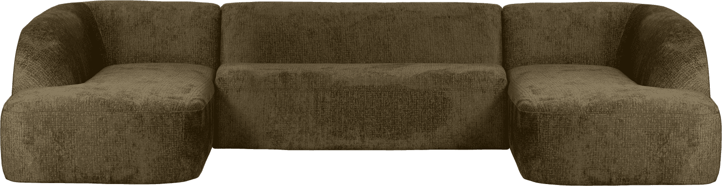 BePureHome Sloping u-vorm structure velvet bonsai Groen Hoekbank