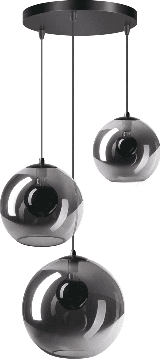 ETH Orb Hanglamp TRIO 3x E27 Smoke/mirror Glas 20-25-30cm / Zwart ETH verlichting Hanglamp 05-HL4265-3036