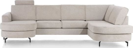 Henders & Hazel Alcona longchair inclusief 3-zitsbank + ottomane rechts - Vada koper / Vada beige Beige Bank