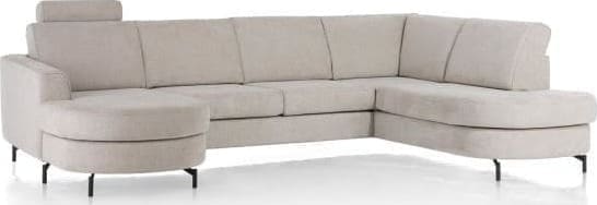 Henders & Hazel Alcona longchair inclusief 3-zitsbank + ottomane rechts - Vada koper / Vada beige Beige Bank
