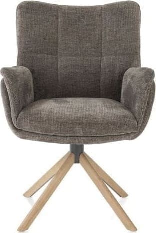 Henders & Hazel Juna armstoel - eiken frame - draaibaar - stof Livigno - bruin Bruin Armstoel