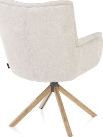 Henders & Hazel Juna armstoel - eiken frame - draaibaar - stof Livigno - creme Beige|Wit Armstoel