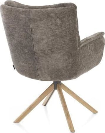 Henders & Hazel Juna armstoel - eiken frame met relaxsysteem - draaibaar - stof Livigno - bruin Bruin Armstoel