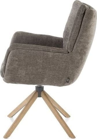 Henders & Hazel Juna armstoel - eiken frame met relaxsysteem - draaibaar - stof Livigno - bruin Bruin Armstoel