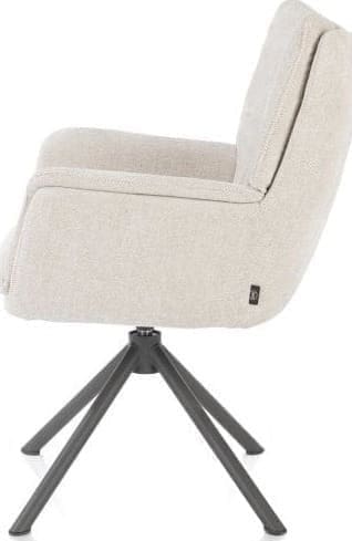 Henders & Hazel Juna armstoel - grafiet frame - draaibaar - stof Livigno - creme Beige|Wit Armstoel