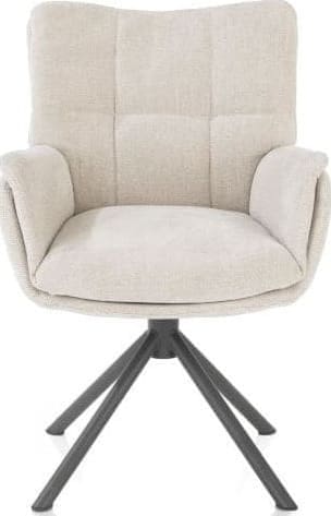 Henders & Hazel Juna armstoel - grafiet frame met relaxsysteem - draaibaar - stof Livigno - creme Beige|Wit Armstoel