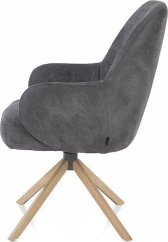 Henders & Hazel Melle armstoel eiken frame - draaibaar - stof Calabria - antraciet Antraciet Armstoel