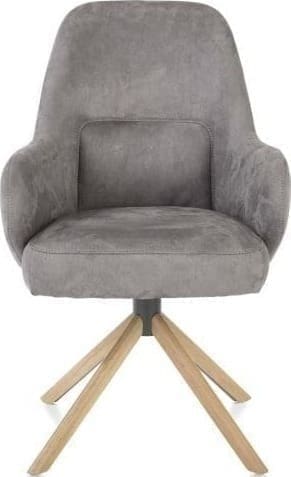 Henders & Hazel Melle armstoel eiken frame - draaibaar - stof Calabria - charcoal Antraciet|Grijs Armstoel