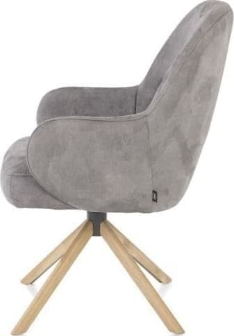Henders & Hazel Melle armstoel eiken frame - draaibaar - stof Calabria - charcoal Antraciet|Grijs Armstoel