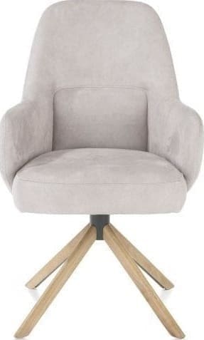 Henders & Hazel Melle armstoel eiken frame - draaibaar - stof Calabria - kiezel Grijs|Wit Armstoel