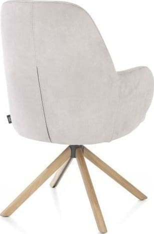 Henders & Hazel Melle armstoel eiken frame - draaibaar - stof Calabria - kiezel Grijs|Wit Armstoel