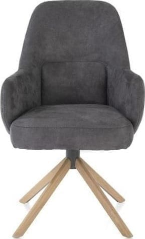 Henders & Hazel Melle armstoel eiken frame met relaxsysteem - draaibaar - stof Calabria - antraciet Antraciet Armstoel