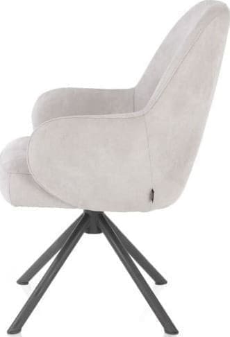 Henders & Hazel Melle armstoel grafiet frame met relaxsysteem - draaibaar - stof Calabria - kiezel Grijs|Wit Armstoel