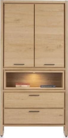 Henders & Hazel Nystead bergkast 100 cm. - 2-deuren + 2-laden + 1-niche (+ LED) Kast